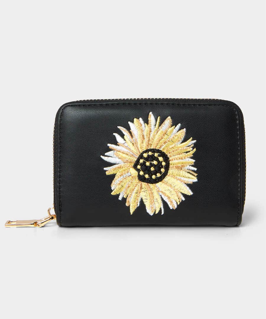 Evening Sunflower Embroidered Purse