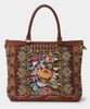 Embroidered Leather Trim Bag