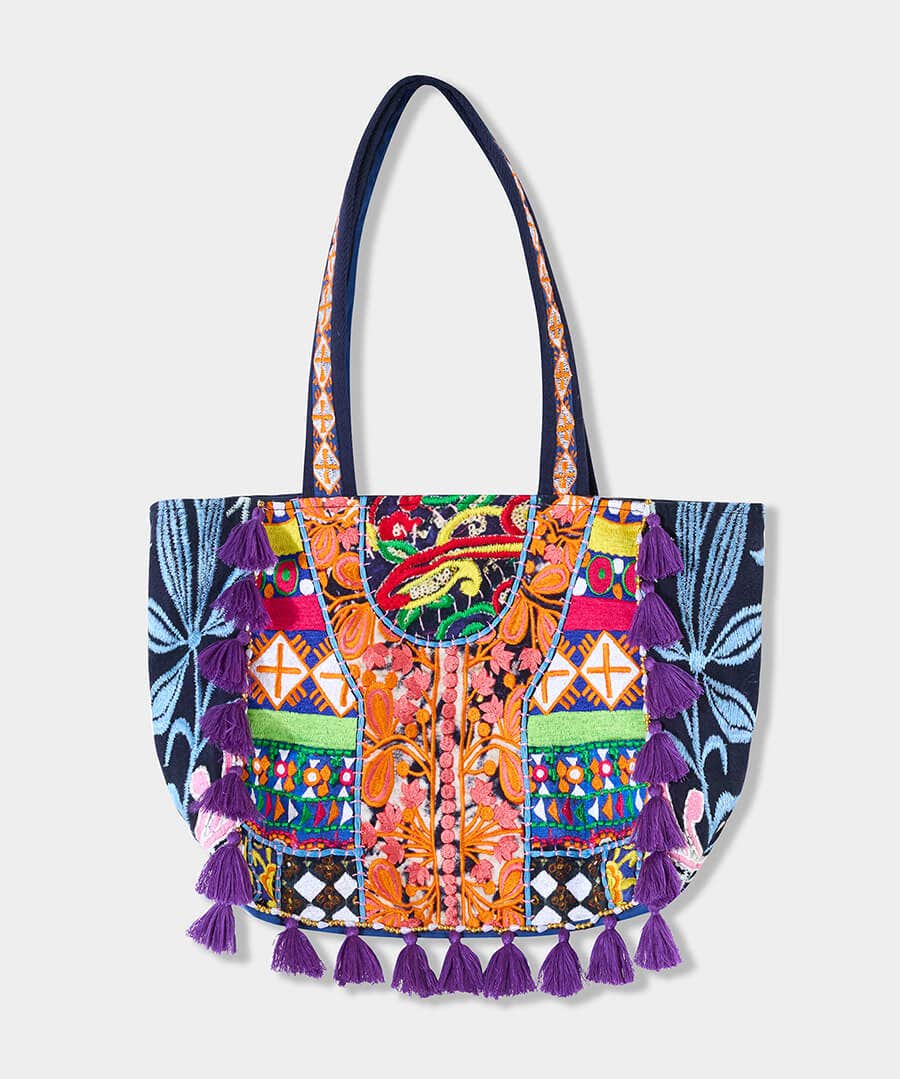 Ibiza Town Patchwork Tote Bag