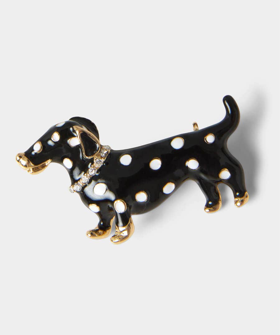 Vintage Polka Dot Doggy Brooch