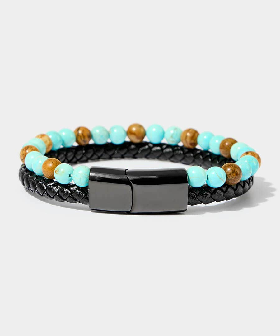 Drifter Leather And Stone Bracelet