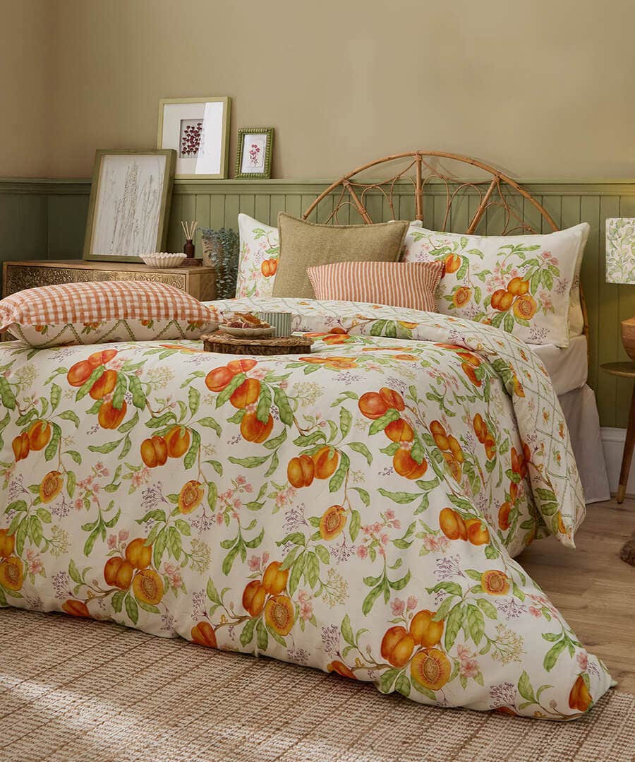 Peach Harvest Printed Duvet Cover Set