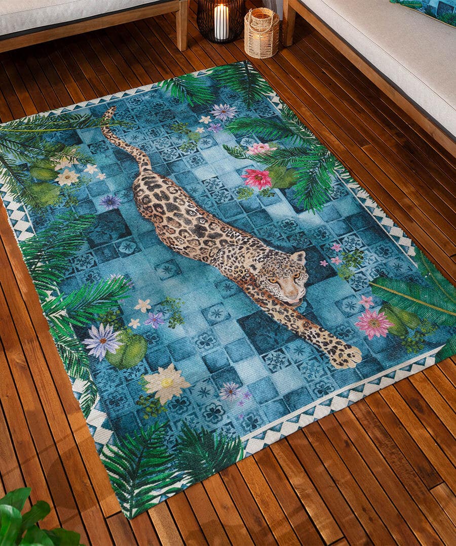Majorelle Leopard Outdoor Rug