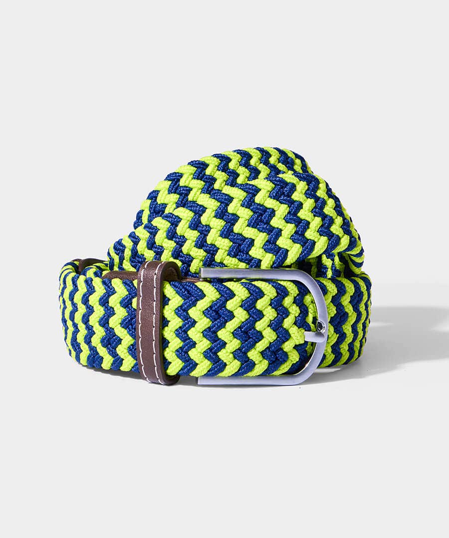 Lime Zig Zag Woven Belt