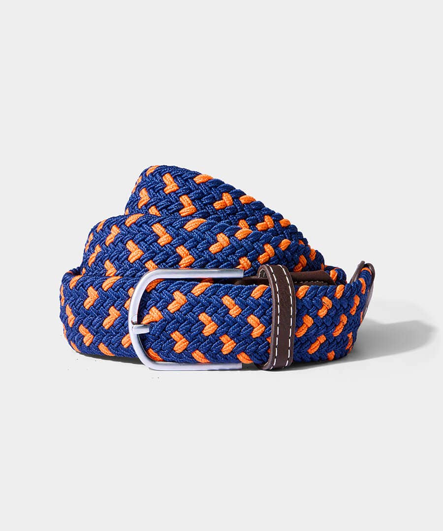 Navy and Orange Spot Woven Belt