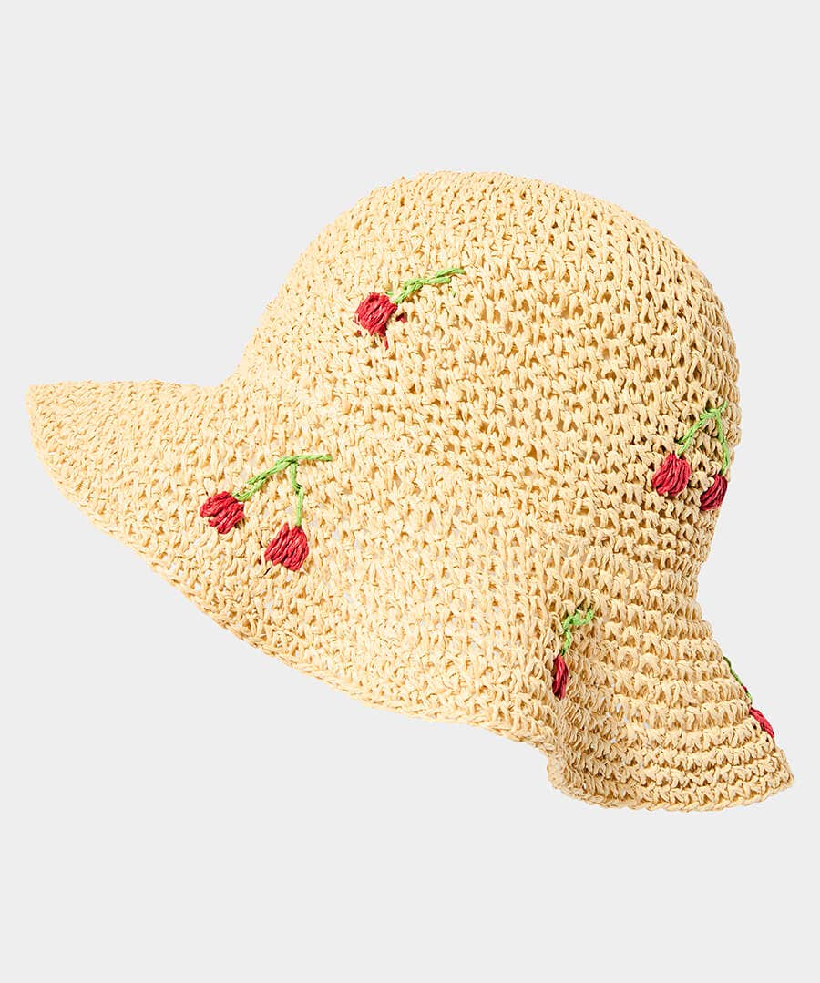 Cherry Baby Summer Straw Cloche