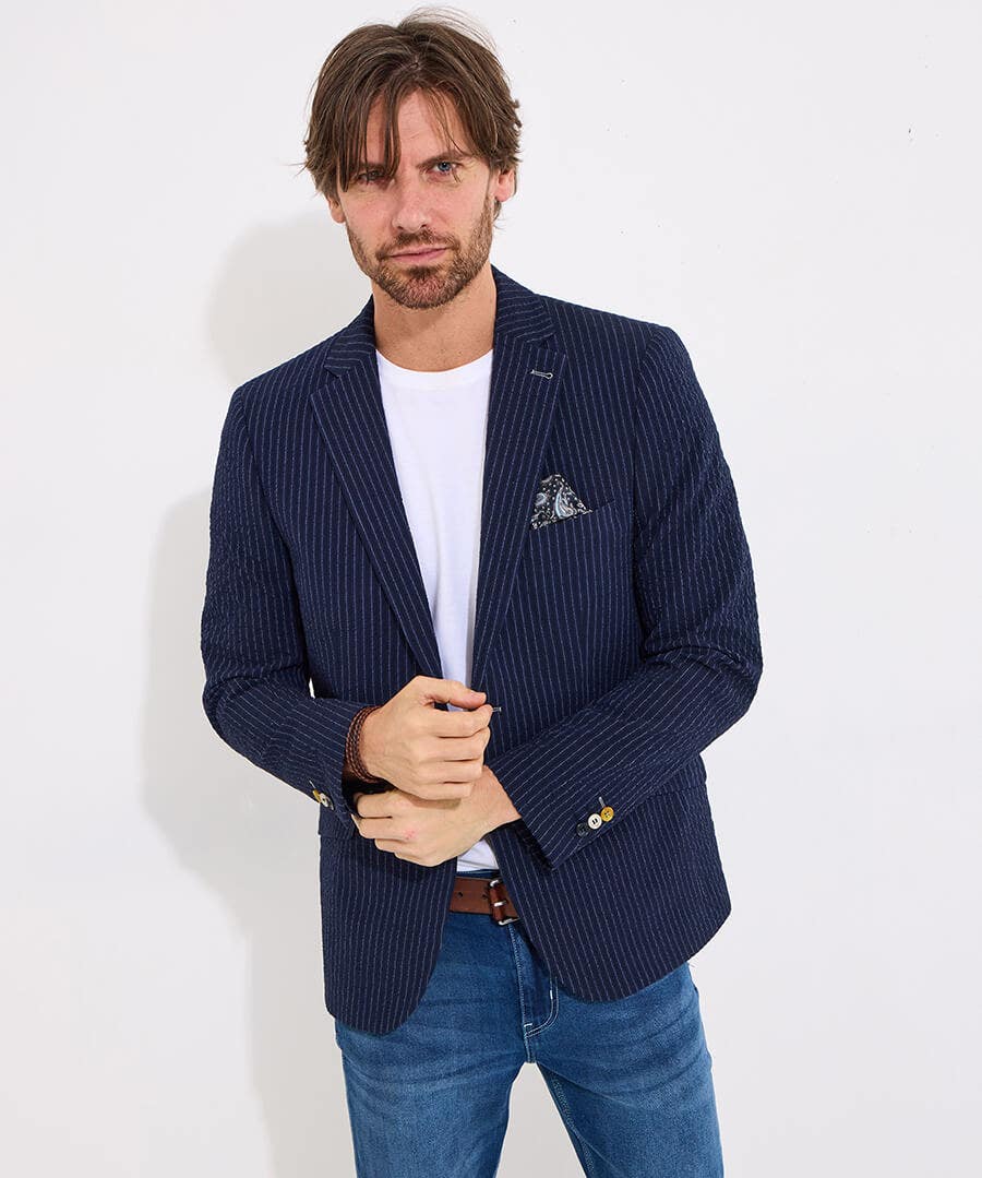 Pinstripe Textured Blazer