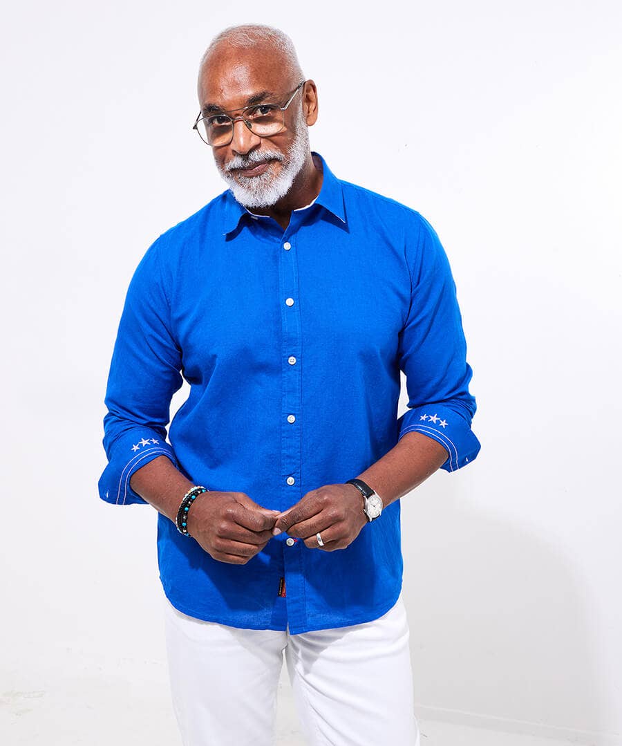 Sensational Linen Blend Summer Shirt In Blue