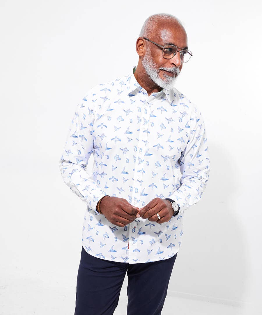 Sketchy Bird Print Shirt