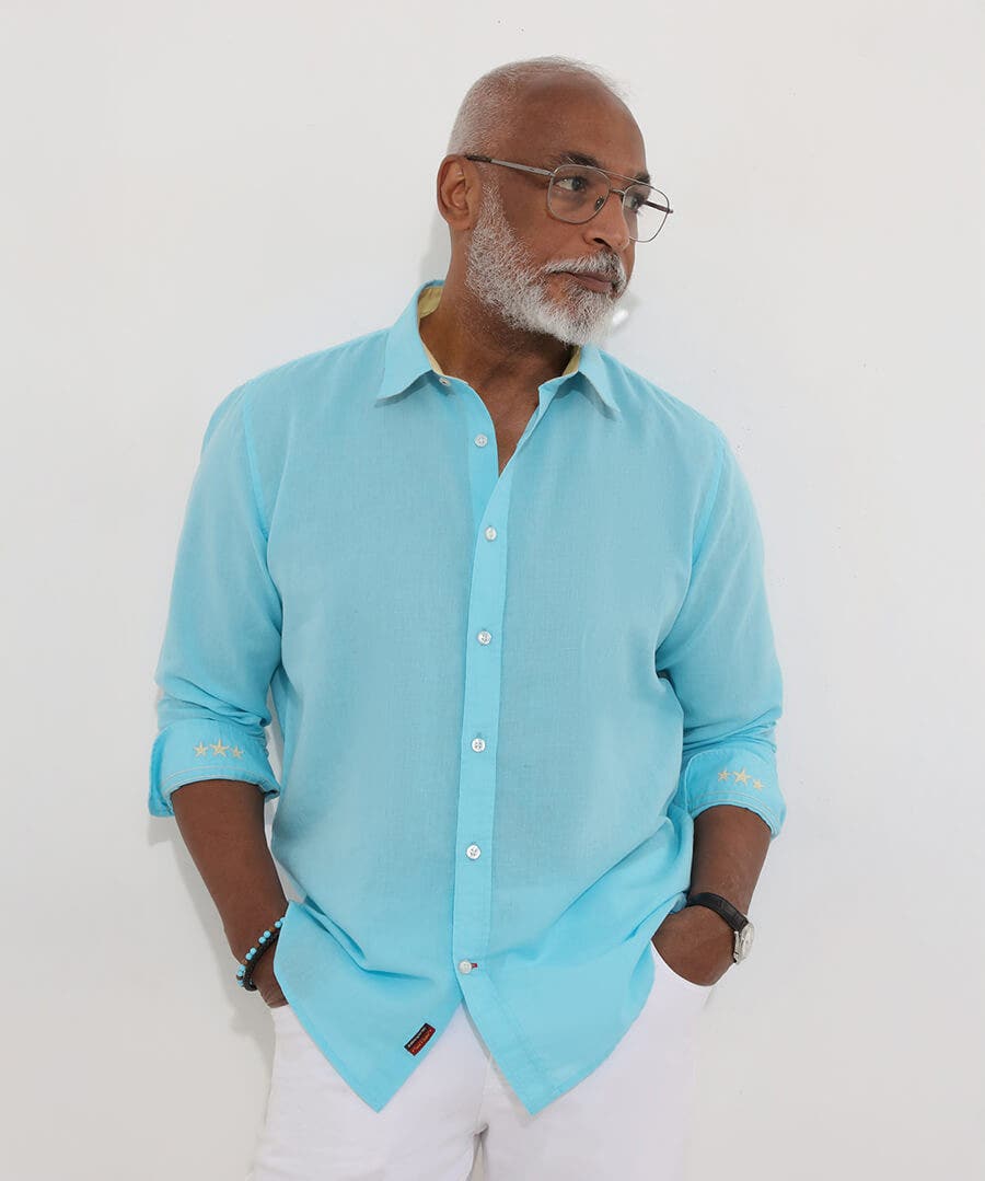 Everyday Linen Blend Long Sleeve Shirt Aqua