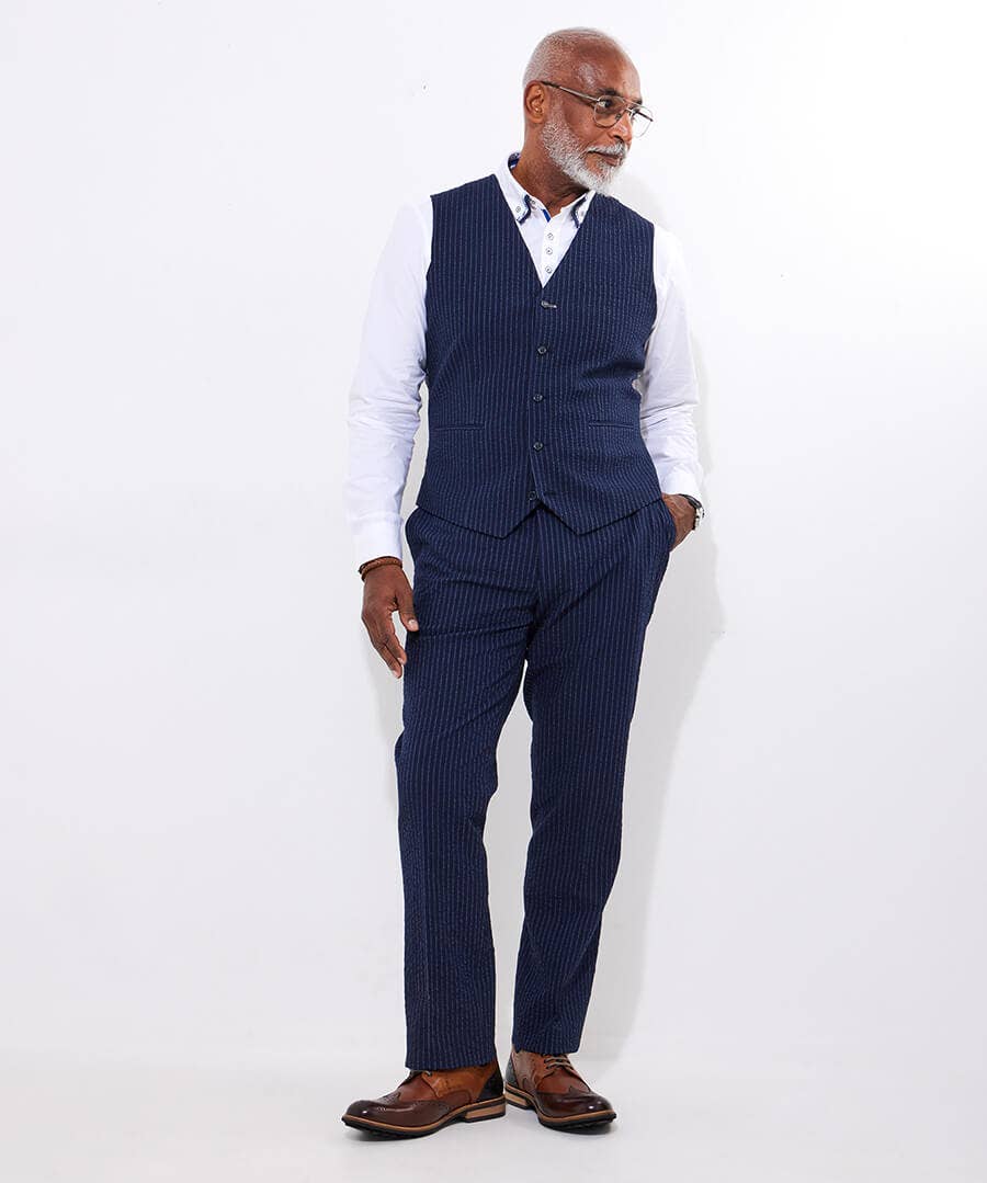 Pinstripe Textured Trousers