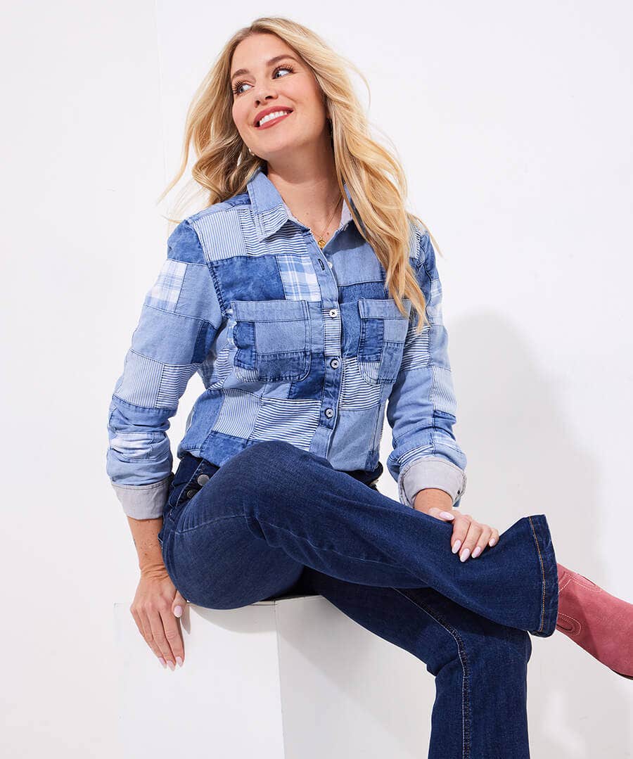Sadie Patchwork Denim Shirt
