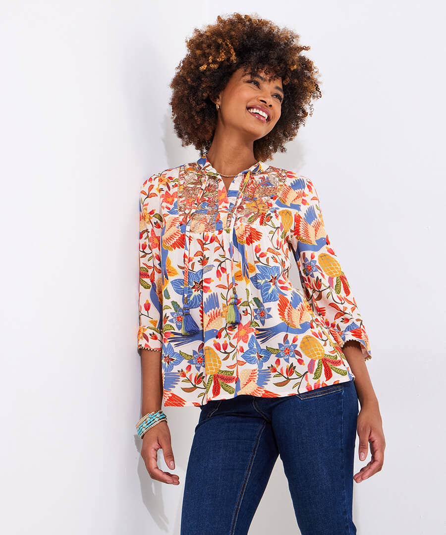 Birds Of Paradise Embroidered Top