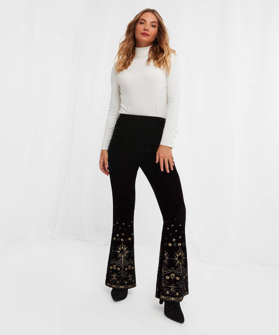 Buy Black Velvet Wide Leg Pants For Women Online in India  VeroModa