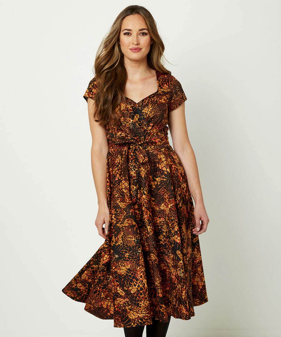 Lizabella Circle Print Full Skirt Dress  Justina Clothing