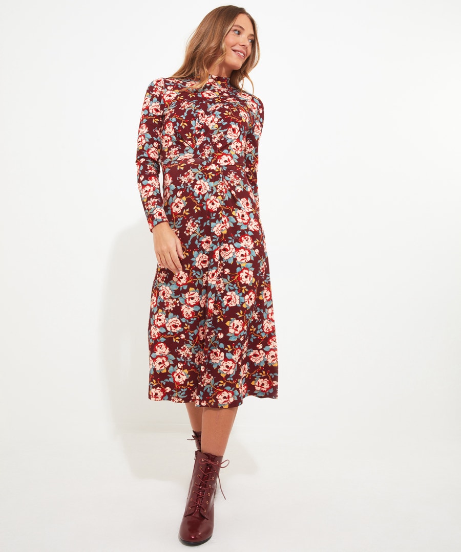 Winter Florals Jersey Dress , Size 14 by Joe Browns