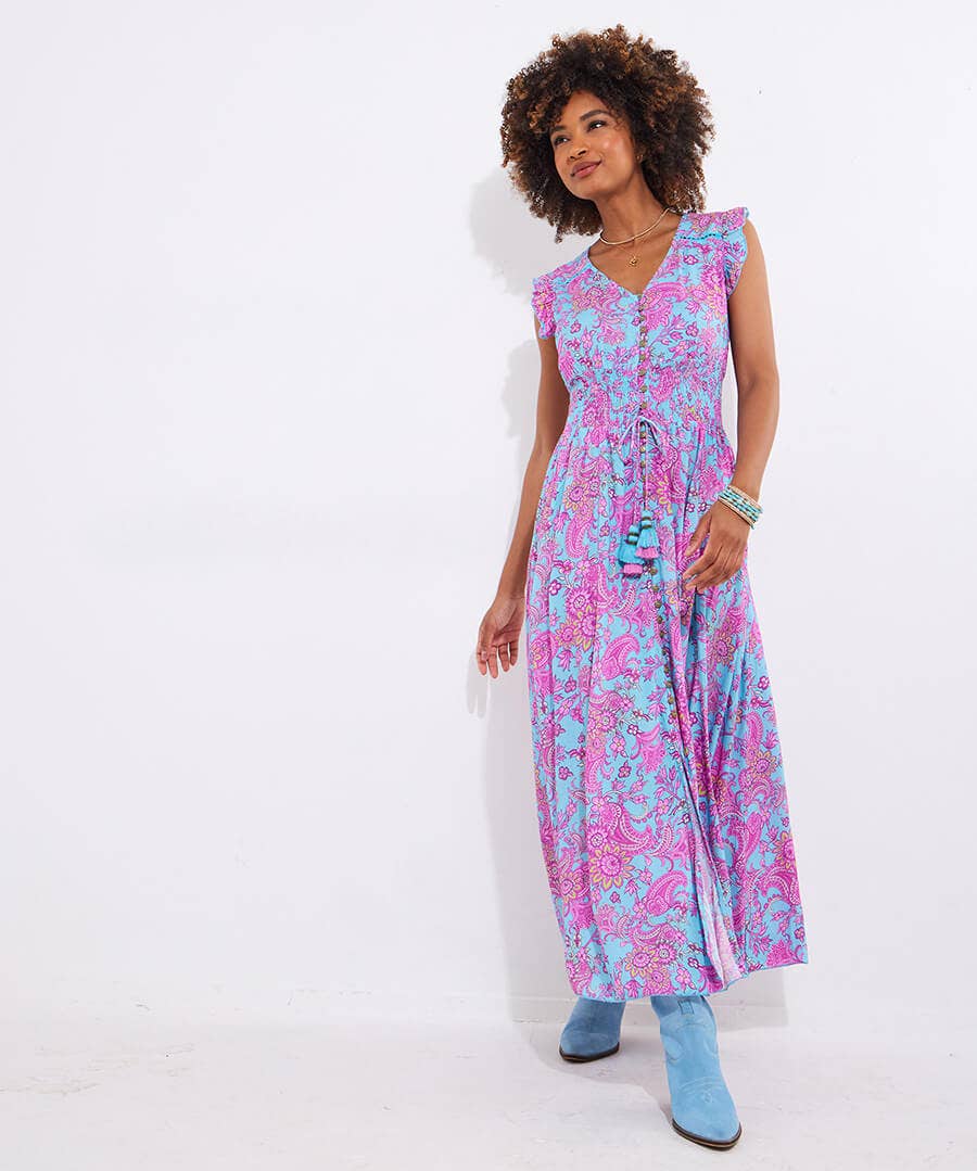 Aline Sequin Printed Boho Maxi Dress