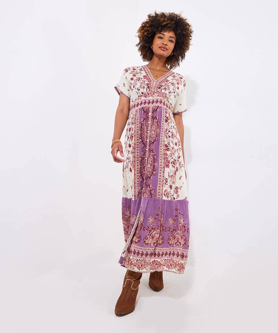 Vivienne Placement Print Maxi Dress
