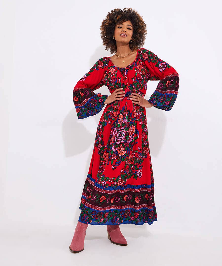 Elsa Boho Printed Maxi Dress