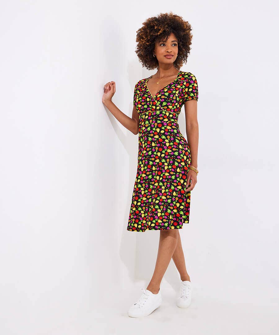 Flora Fruit Print Jersey Dress