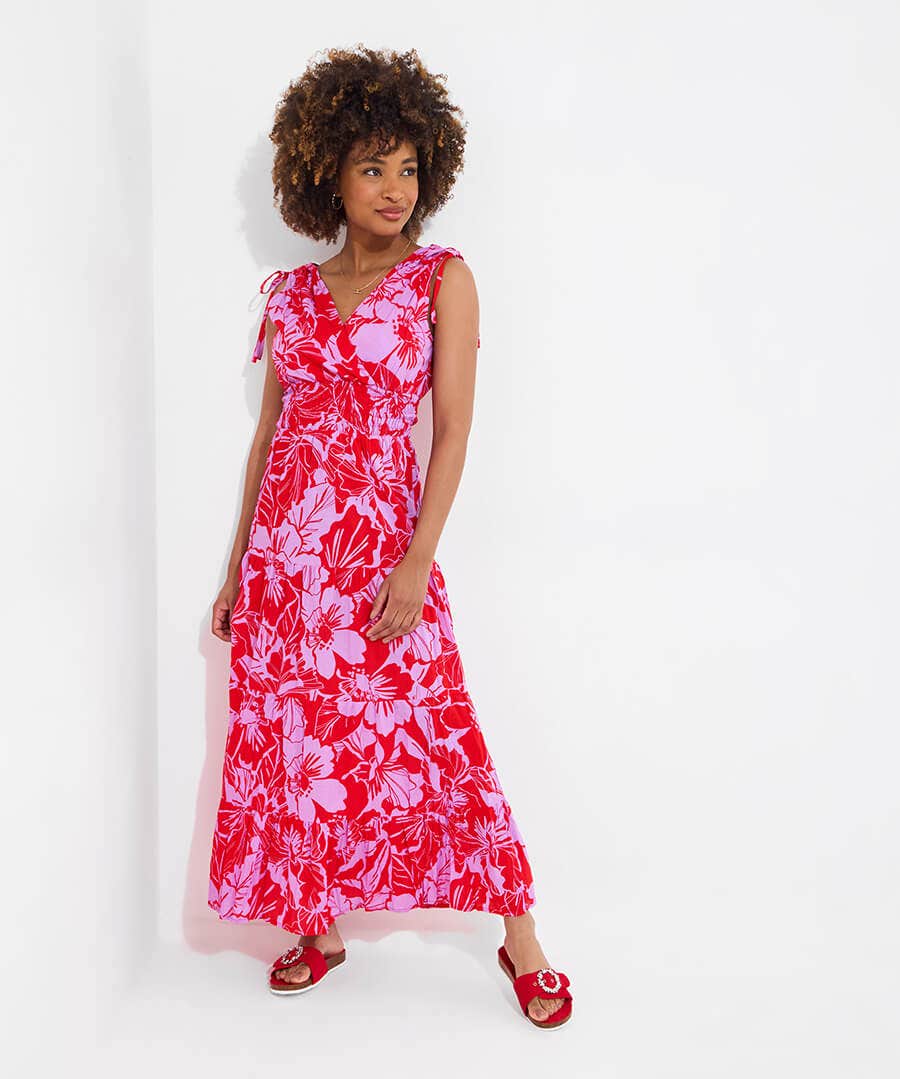 Collette Tie Shoulder Cotton Maxi Dress