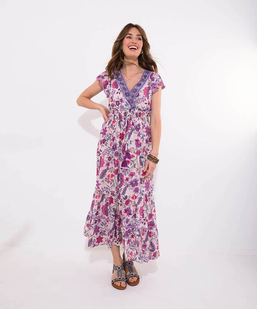 Polly Beaded And Printed Dress