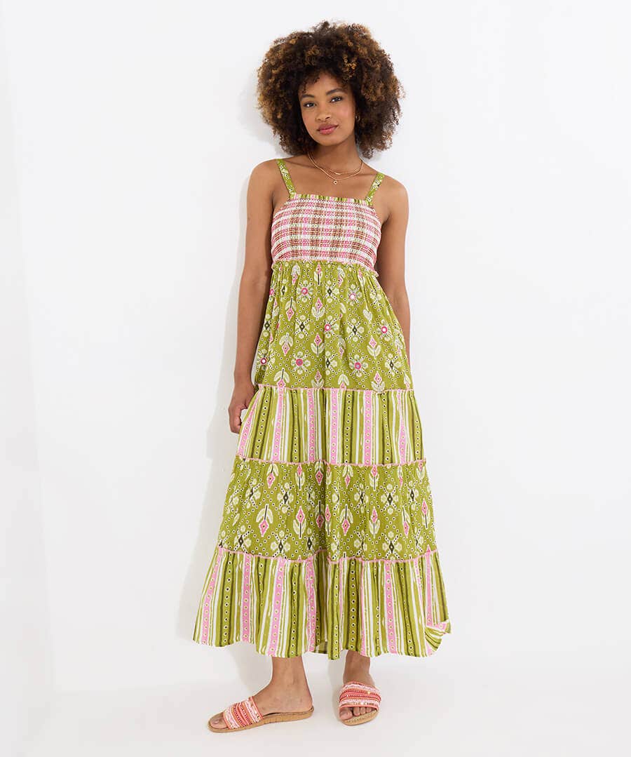 Remarkable Printed And Embellished Maxi Dress