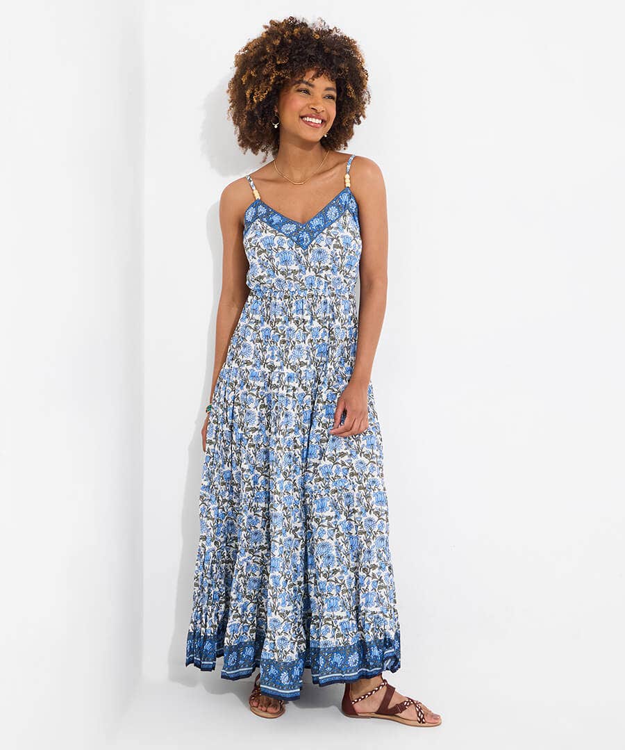 Maisie Floral Crinkle Cotton Maxi Sundress