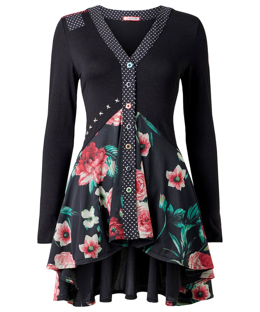 English Rose Jersey Mesh Tunic Top
