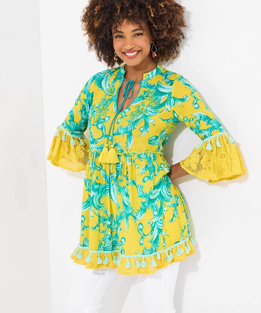 Joyful Printed Cotton Tunic Dress