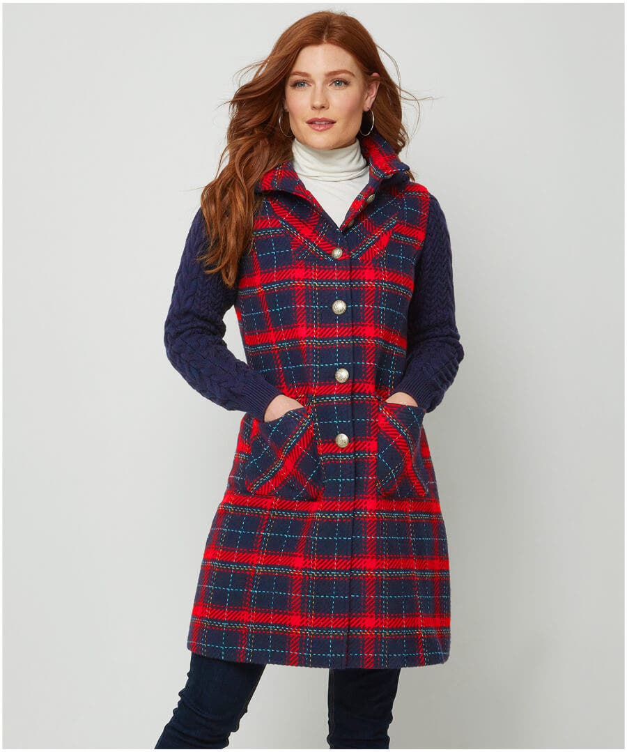 Cosy Check And Knit Coat