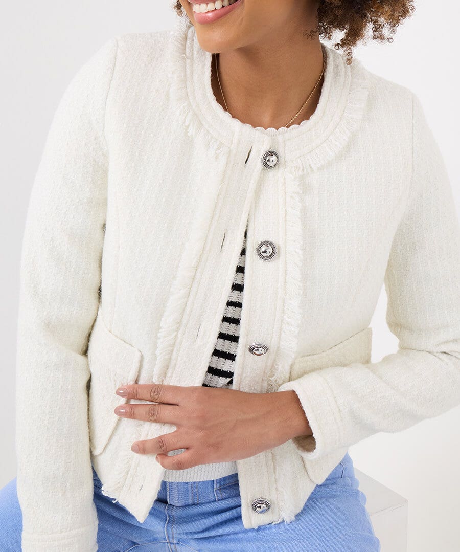 Matilda Collarless Tweed Jacket