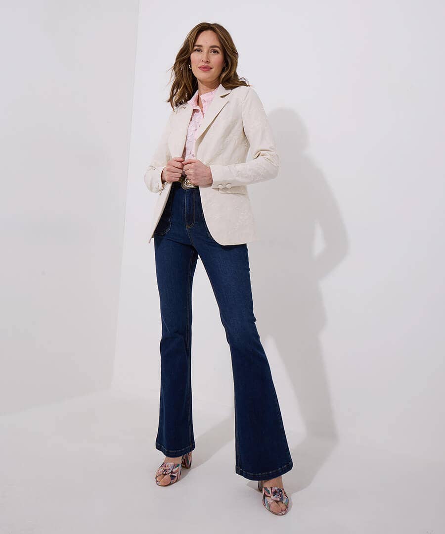 Enchanting Embroidered Linen Mix Jacket