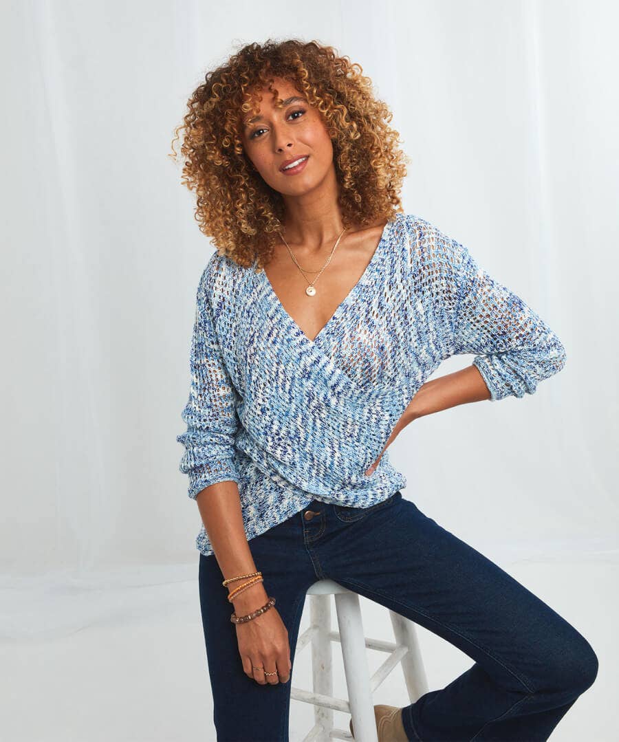 Ocean Blues Wrap Sweater