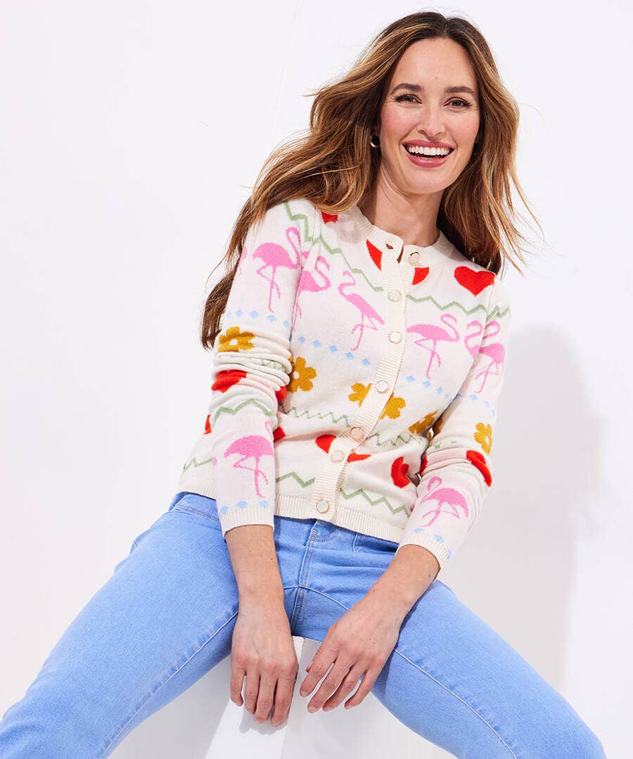 Summer Fun Flamingo Patterned Cardigan