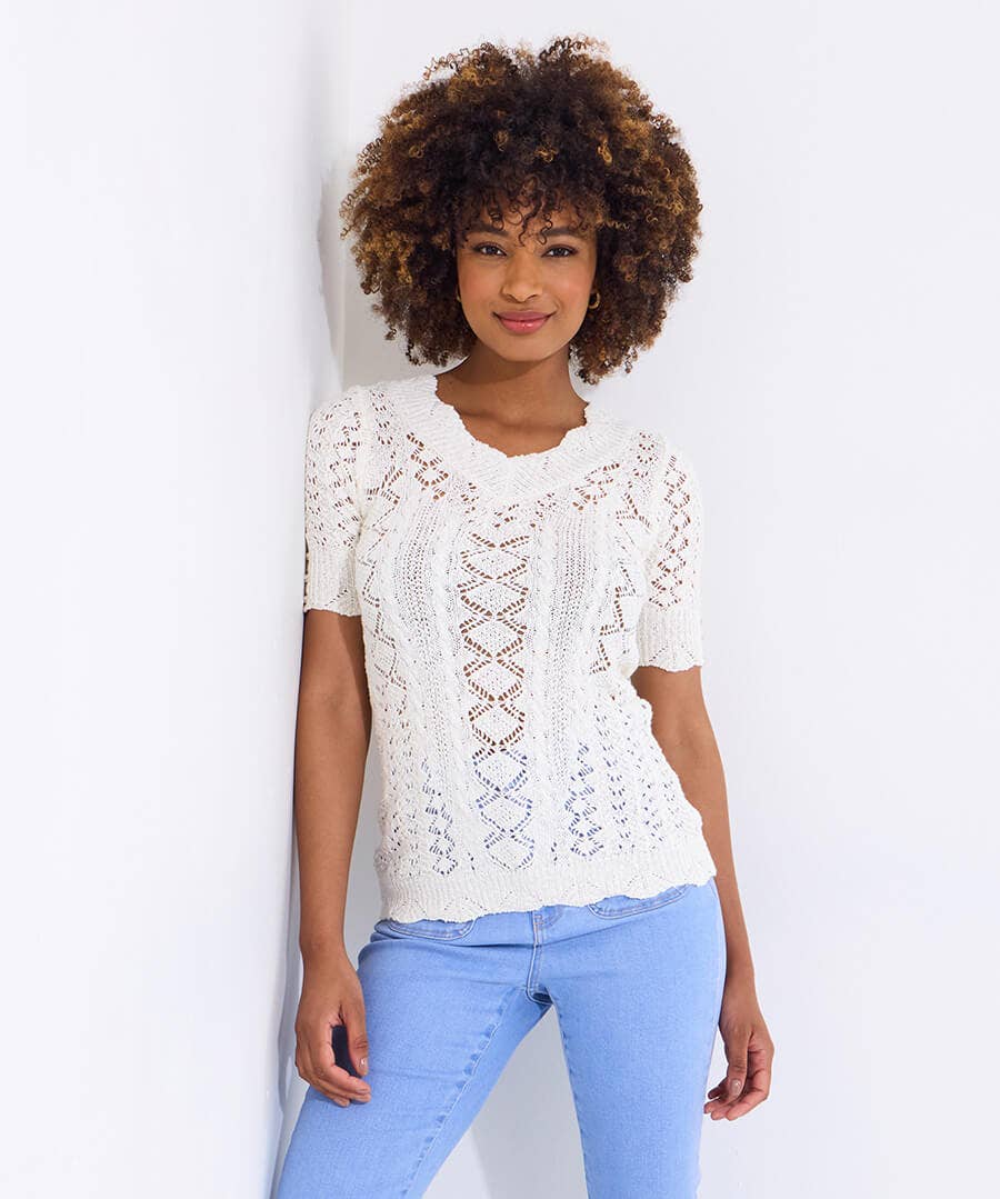 Lola Short Sleeve Patterned Knit Jumper