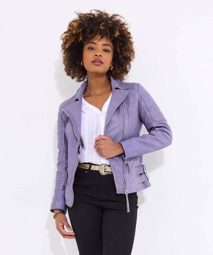 Ruby Leather Collared Biker Jacket