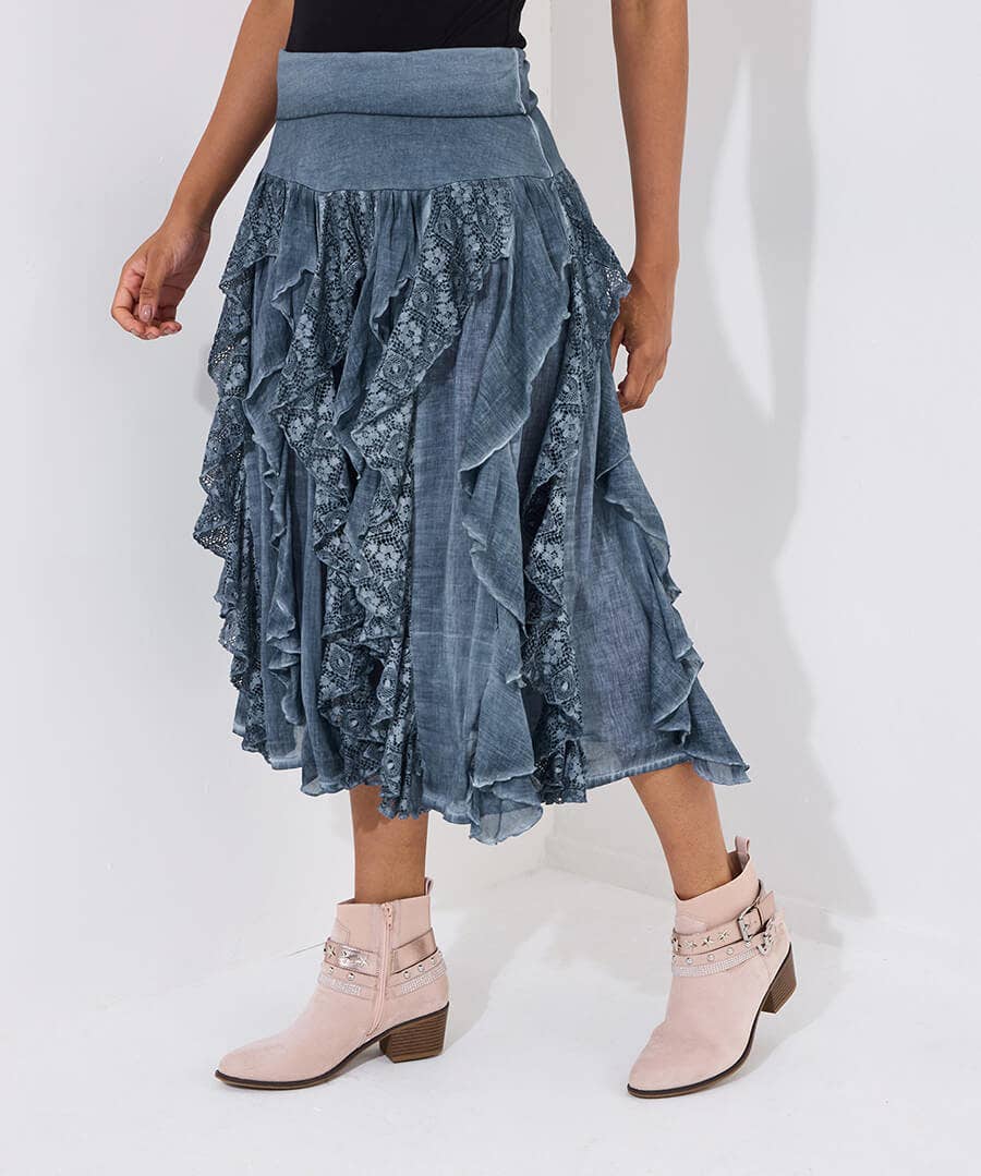 Hazy Days Frill Detail Midi Skirt