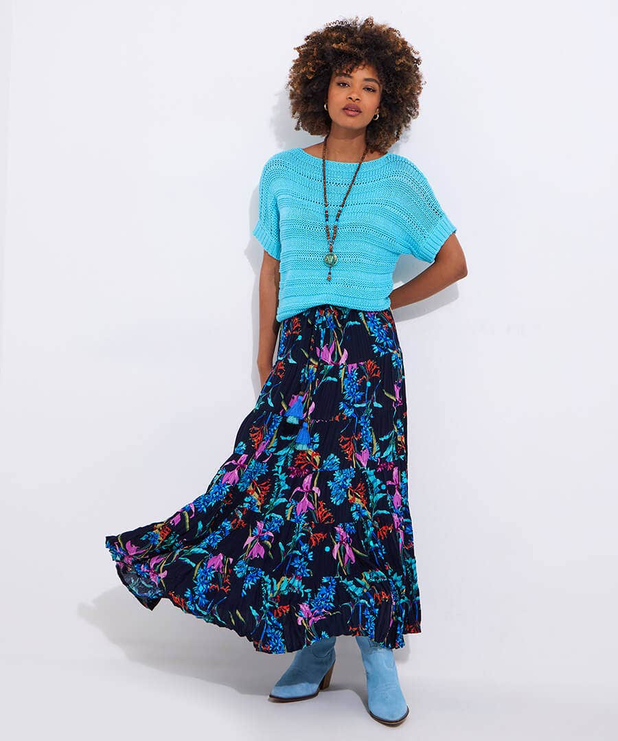 Summer Solstice Sequin Crinkle Maxi Skirt