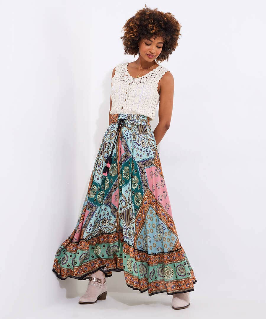Isla Patchwork Full Maxi Skirt