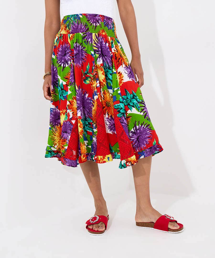 Brightest Flowers Godet Skirt