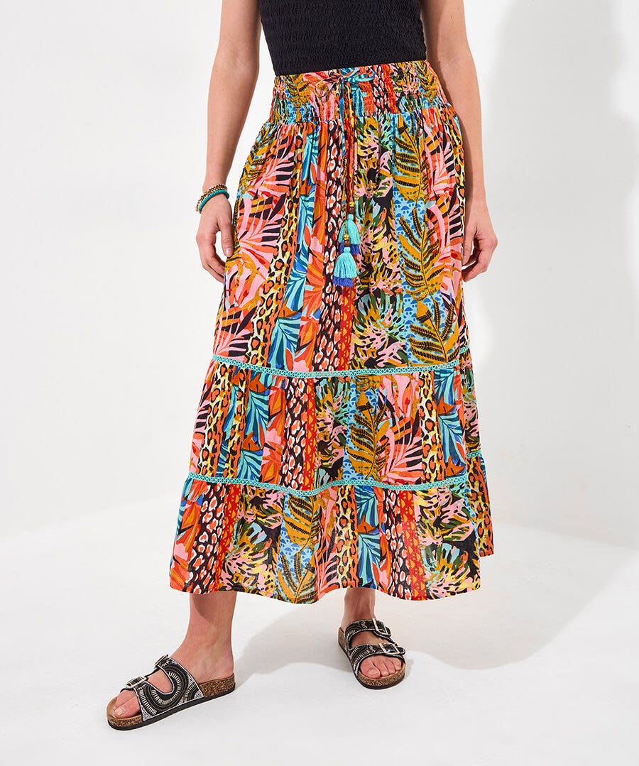 Tropical Paradise Tiered Maxi Skirt