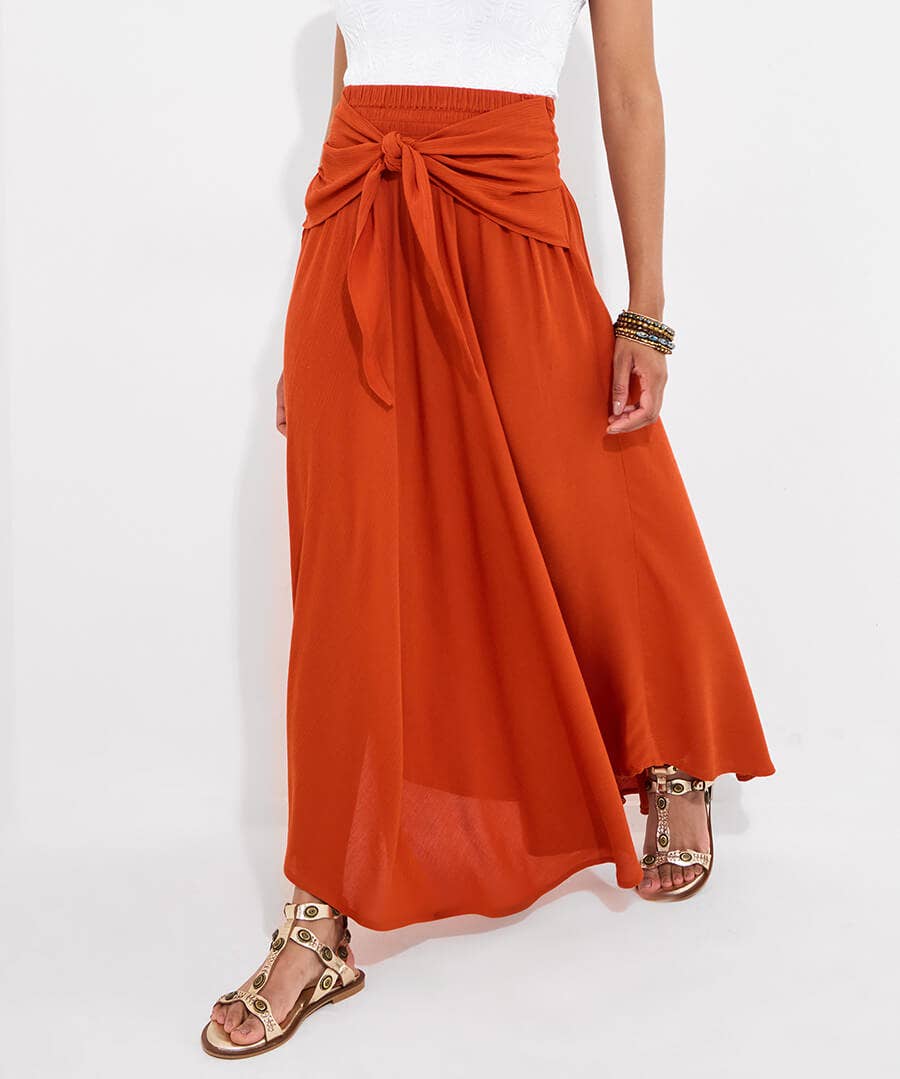 Florrie Tie Front Crinkle Skirt
