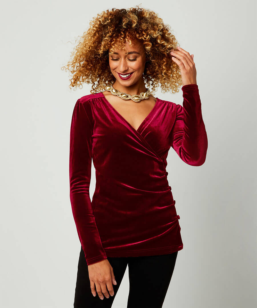 Slip sko forsigtigt Rust Velour Wrap Top