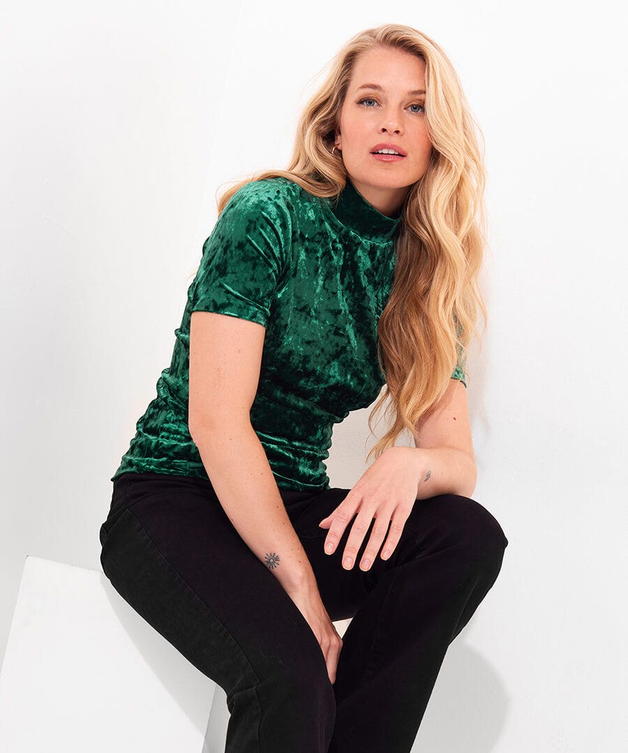 Marcie Velour Short Sleeved Top