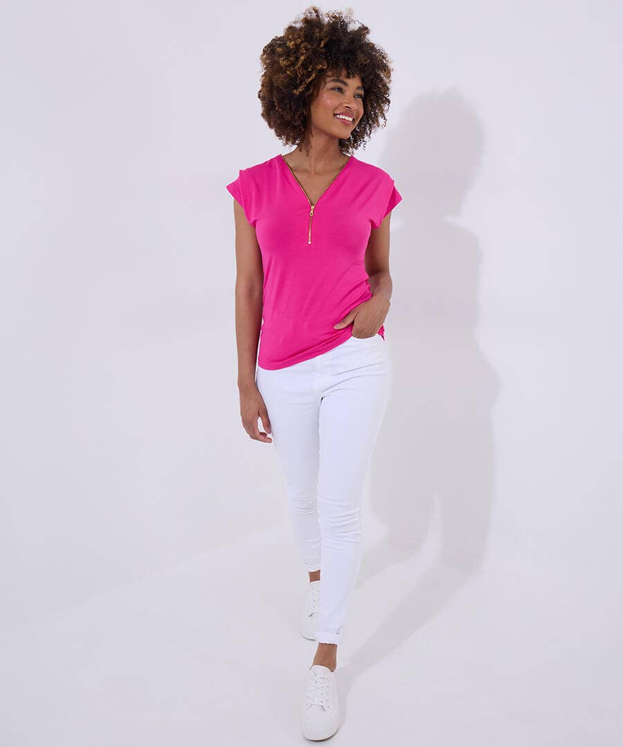 Lyla Zip Front Jersey Top