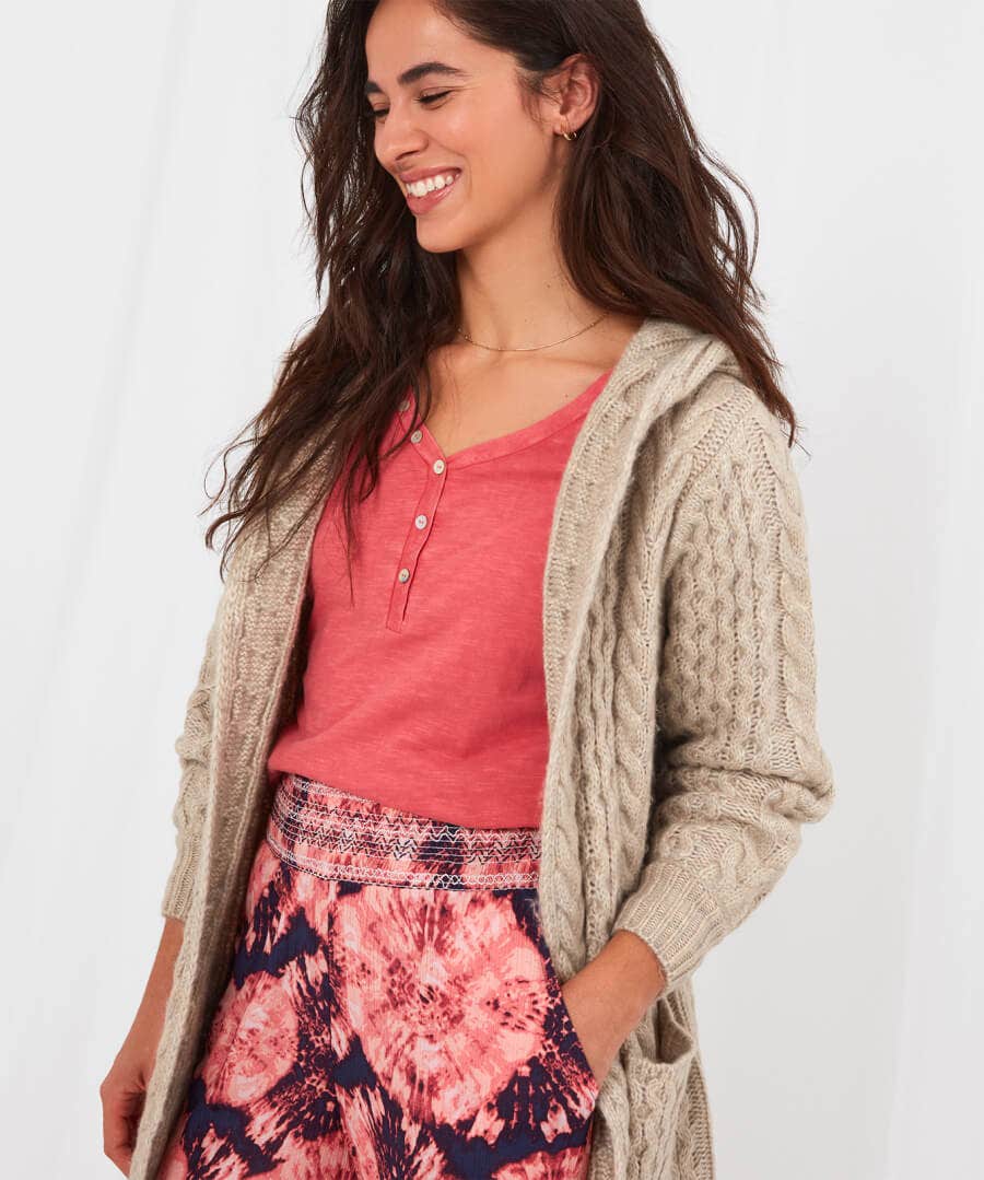 Joe browns chunky cable knit hooded cardigan sales
