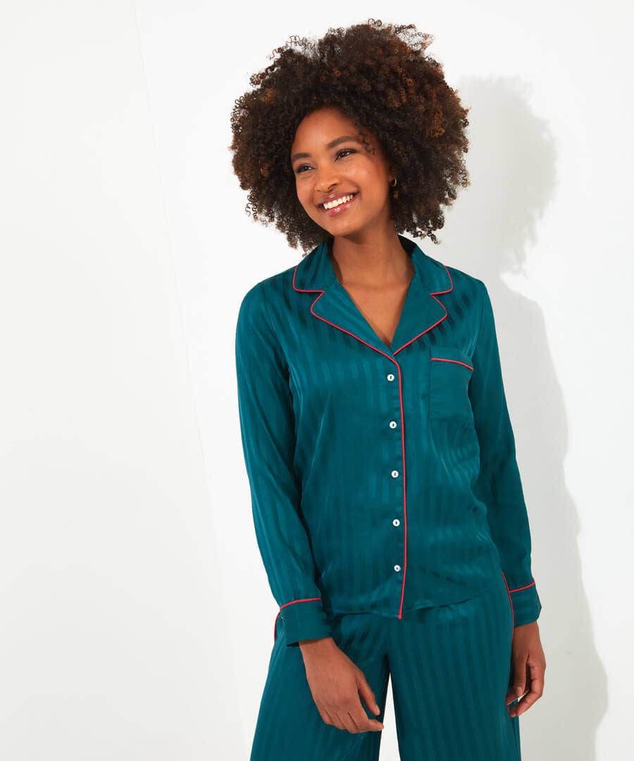 Satin Stripe Pyjama Top