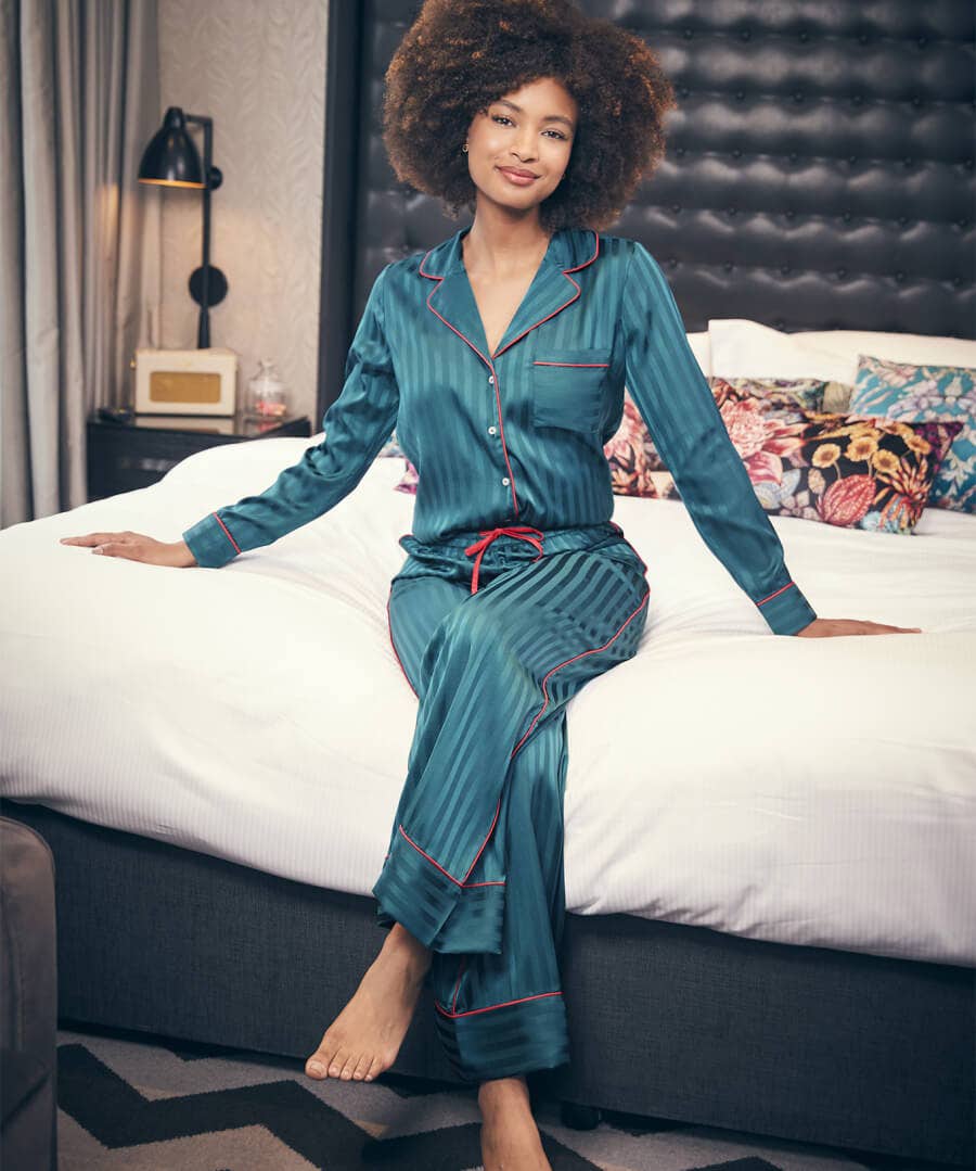 Satin Stripe Pyjama Top