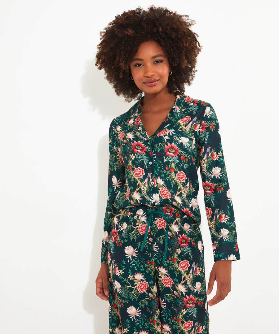 Peacock Print Pyjama Top